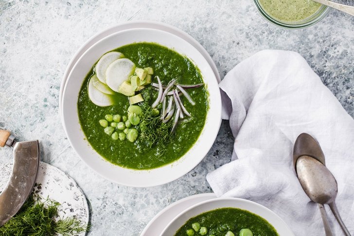Green Pea and Cress Soup healthy watercress and courgette soup vegan food